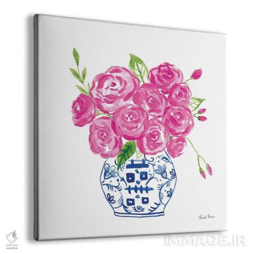 تابلو رزهای چینوار روی زمینهٔ سفید ۲ اثر فریده زمان - نمای پرسپکتیو محصول