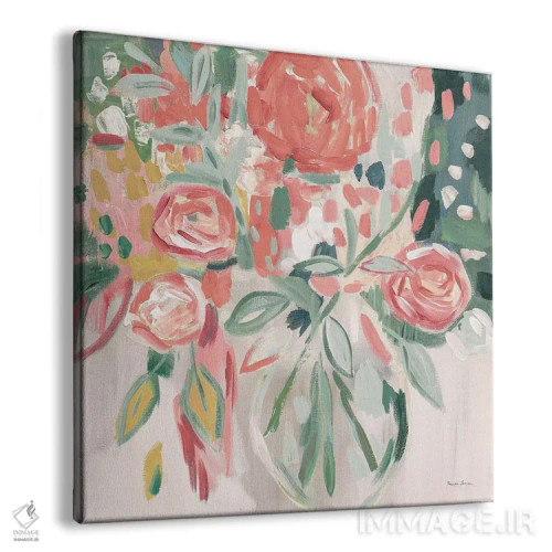 تابلو گلهای صورتی تابستان، مدرن اثر فریده زمان - نمای پرسپکتیو محصول