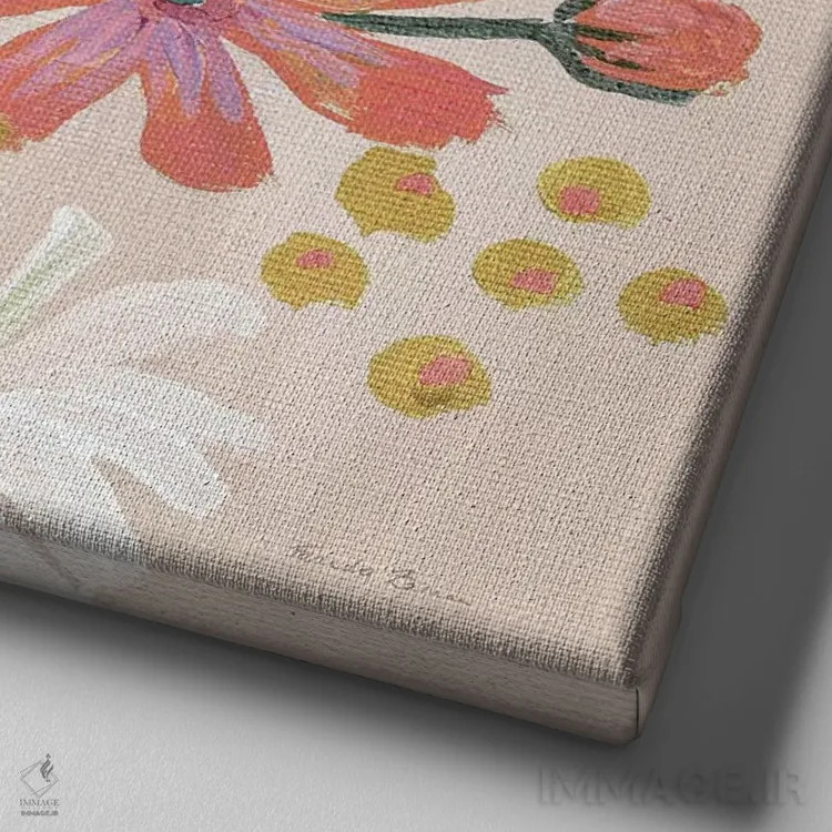 تابلو گلهای کلاسیک ۲، مدرن اثر فریده زمان - نمای نزدیک بافت بوم