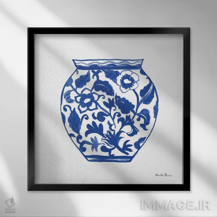 تابلو چینوارگی ۱ (سبک هنری آسیایی) اثر فریده زمان - نمای قابدار مشکی