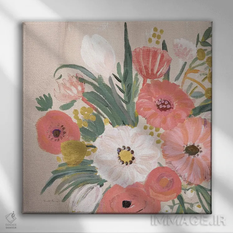 تابلو گلهای کلاسیک ۴، وارونه و مدرن اثر فریده زمان - نمای روبهرو روی دیوار
