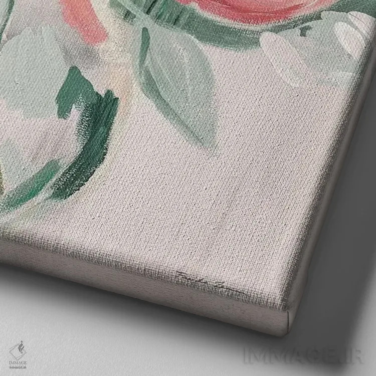 تابلو گلهای صورتی تابستان، مدرن اثر فریده زمان - نمای نزدیک بافت بوم