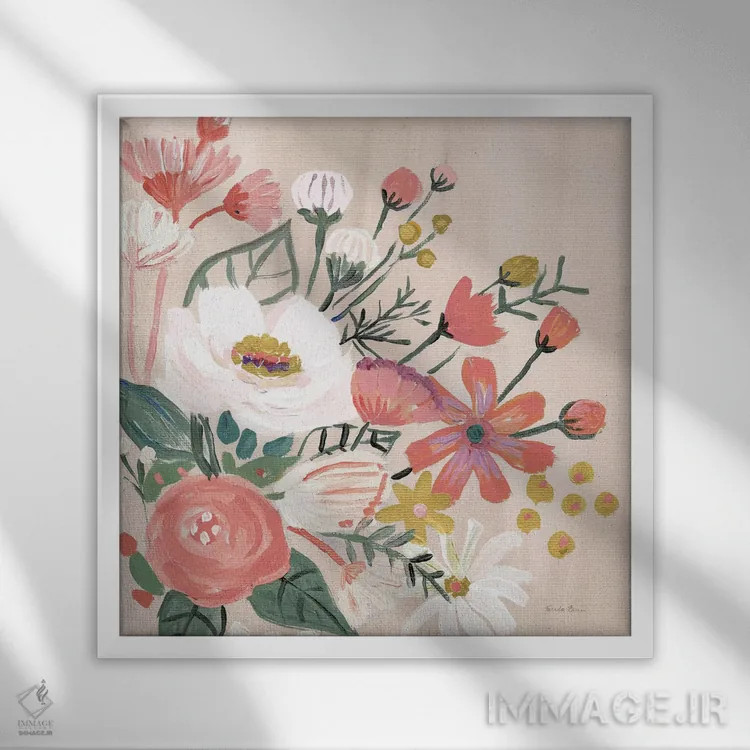 تابلو گلهای کلاسیک ۲، مدرن اثر فریده زمان - نمای قابدار سفید