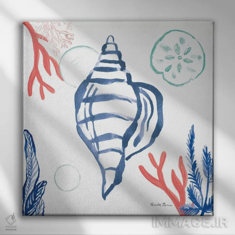 تابلو گوهرهای ساحلی ۲، غار مرجانی اثر فریده زمان - نمای روبهرو روی دیوار