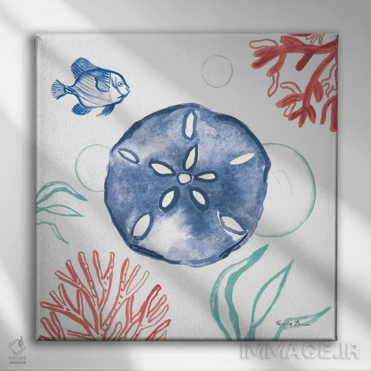 تابلو گوهرهای ساحلی ۴، غار مرجانی اثر فریده زمان - نمای روبهرو روی دیوار