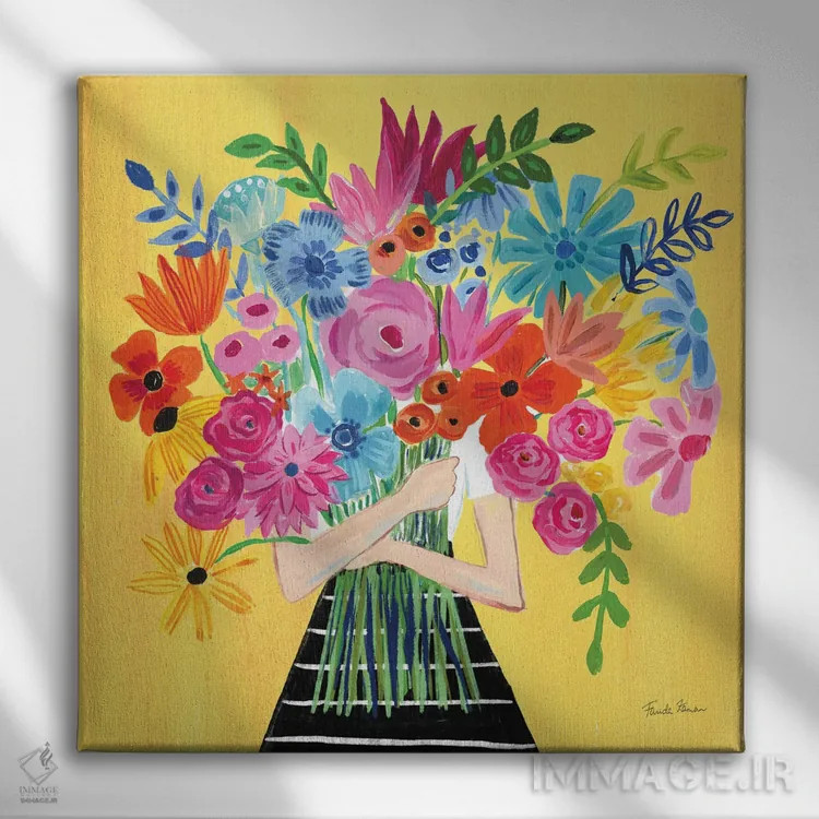 تابلو دستهگل ۱ اثر فریده زمان - نمای روبهرو روی دیوار