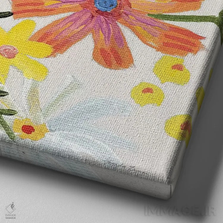 تابلو گلهای کلاسیک ۲ نسخه ۲ (برشزده) اثر فریده زمان - نمای نزدیک بافت بوم