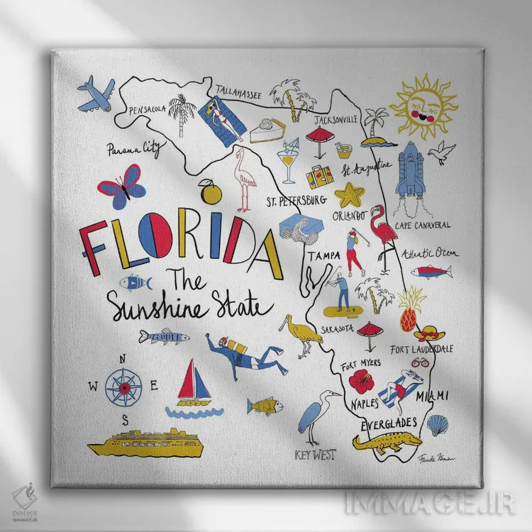 تابلو فلوریدا اثر فریده زمان - نمای روبهرو روی دیوار