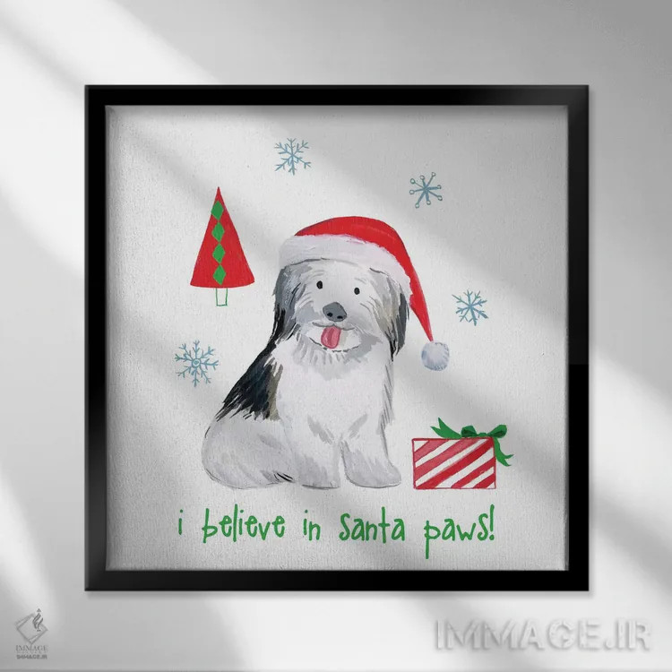 تابلو حیوانات کریسمسی ۳ اثر فریده زمان - نمای قابدار مشکی