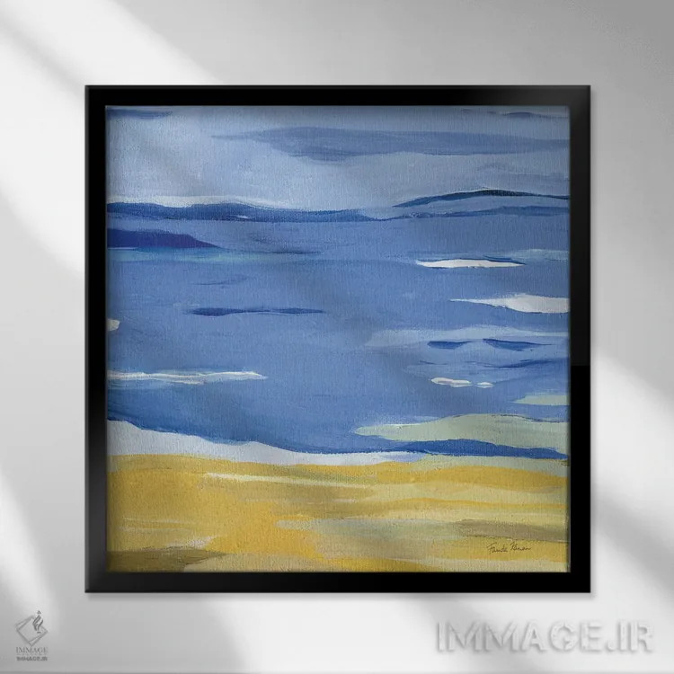 تابلو انتزاعی ساحلی اثر فریده زمان - نمای قابدار مشکی