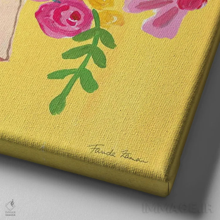 تابلو دستهگل ۱ اثر فریده زمان - نمای نزدیک بافت بوم