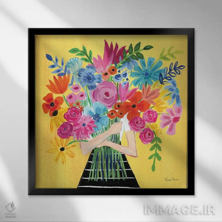 تابلو دستهگل ۱ اثر فریده زمان - نمای قابدار مشکی