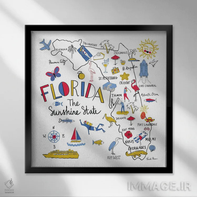 تابلو فلوریدا اثر فریده زمان - نمای قابدار مشکی