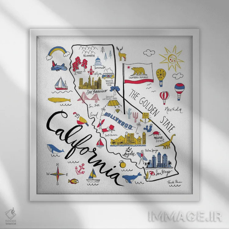 تابلو کالیفرنیا اثر فریده زمان - نمای قابدار سفید