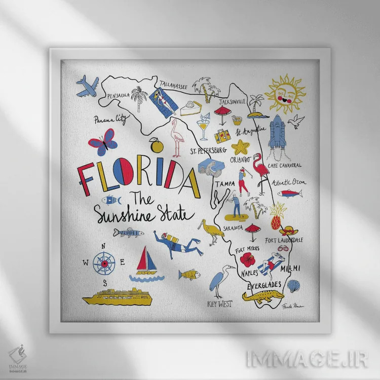 تابلو فلوریدا اثر فریده زمان - نمای قابدار سفید