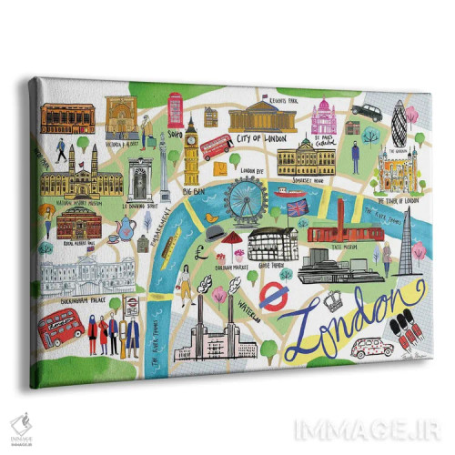 تابلو نقشهٔ لندن اثر فریده زمان - نمای پرسپکتیو محصول