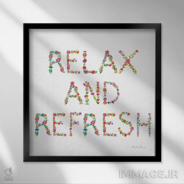 تابلو حمام گلدار آرامش و تازگی اثر فریده زمان - نمای قابدار مشکی