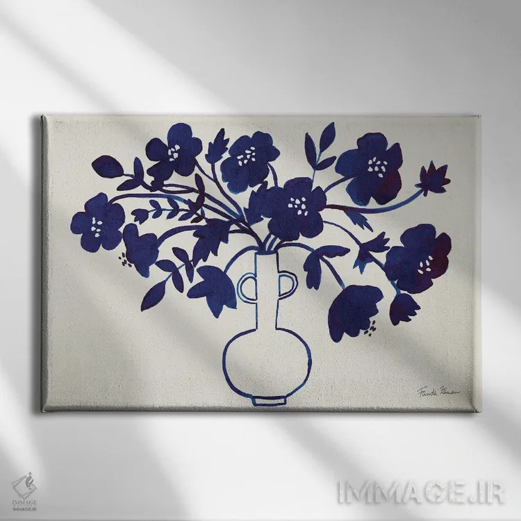 تابلو آبی مدرن ۱ اثر فریده زمان - نمای روبهرو روی دیوار