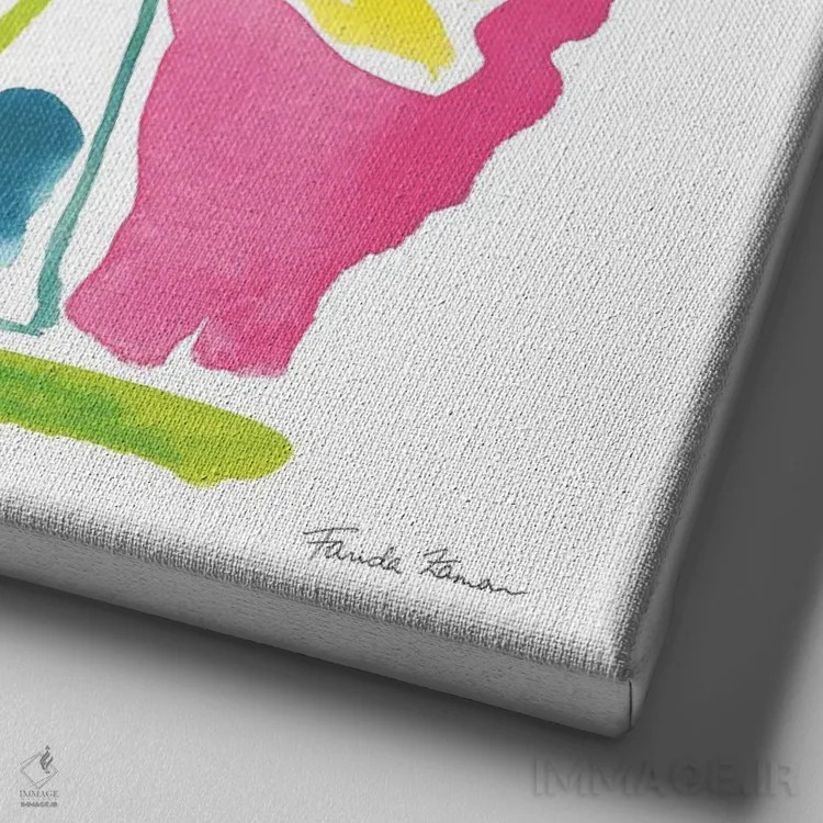 تابلو دستهگل تازه اثر فریده زمان - نمای نزدیک بافت بوم