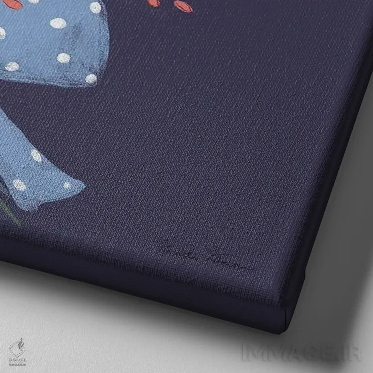 تابلو پرندگان سلطنتی ۵ روی زمینه بنفش اثر فریده زمان - نمای نزدیک بافت بوم