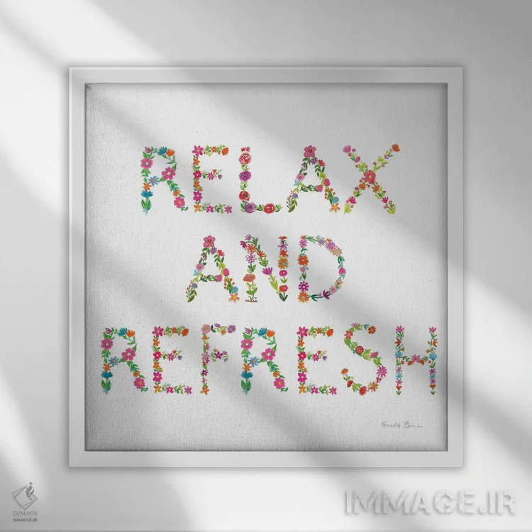 تابلو حمام گلدار آرامش و تازگی اثر فریده زمان - نمای قابدار سفید