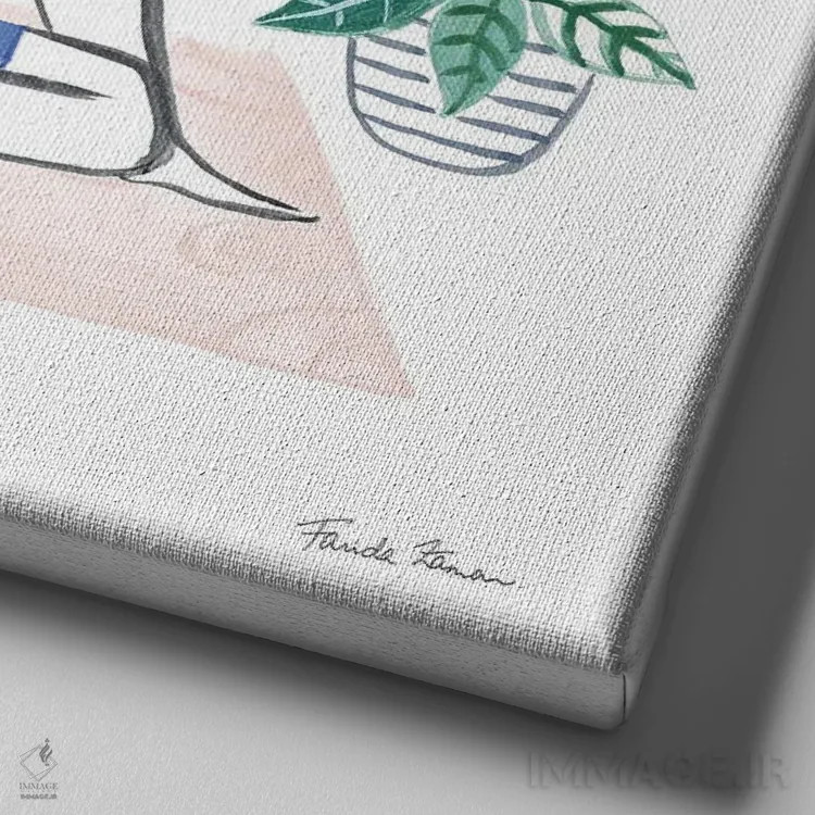 تابلو مراقبت از خود ۴ اثر فریده زمان - نمای نزدیک بافت بوم