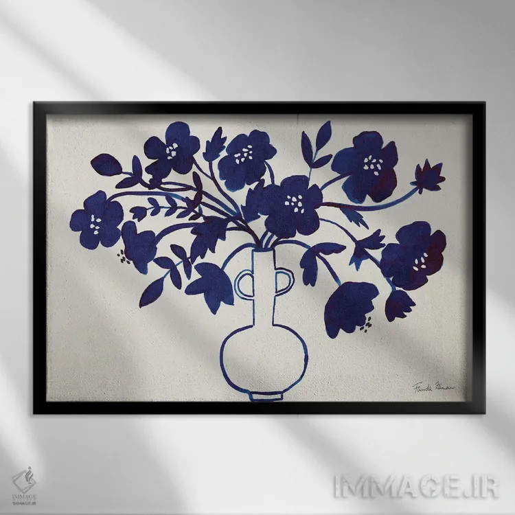 تابلو آبی مدرن ۱ اثر فریده زمان - نمای قابدار مشکی