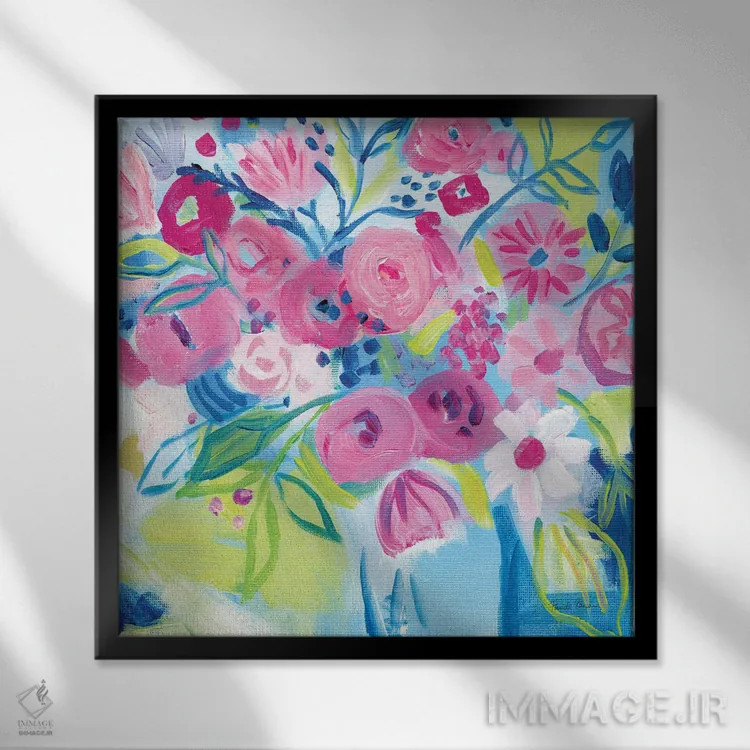 تابلو انفجار بهاری ۲ اثر فریده زمان - نمای قابدار مشکی