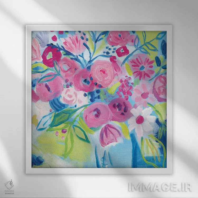 تابلو انفجار بهاری ۲ اثر فریده زمان - نمای قابدار سفید