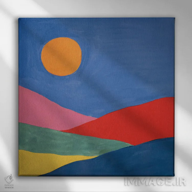 تابلو منظرهٔ بیابانی ۱ اثر فریده زمان - نمای روبهرو روی دیوار