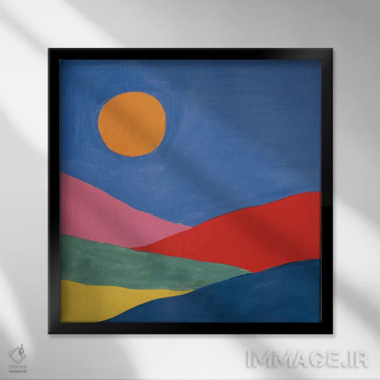 تابلو منظرهٔ بیابانی ۱ اثر فریده زمان - نمای قابدار مشکی