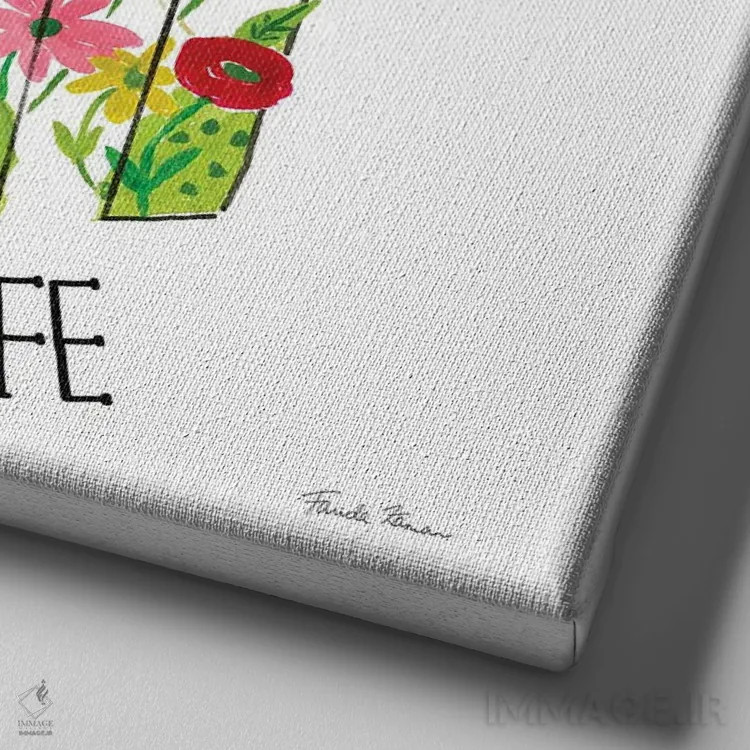 تابلو گلدهی گلخانهای ۴ دوستی اثر فریده زمان - نمای نزدیک بافت بوم