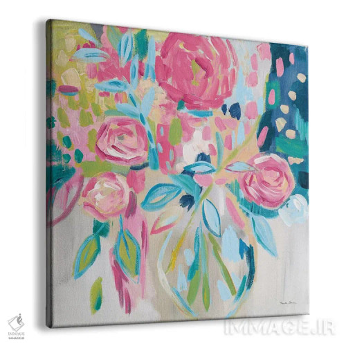 تابلو گلهای صورتی تابستان اثر فریده زمان - نمای پرسپکتیو محصول