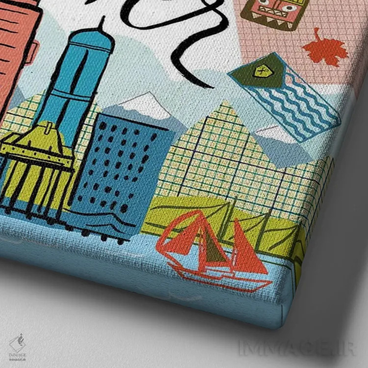 تابلو سفر جهانی ۵ اثر فریده زمان - نمای نزدیک بافت بوم