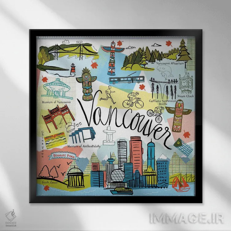 تابلو سفر جهانی ۵ اثر فریده زمان - نمای قابدار مشکی