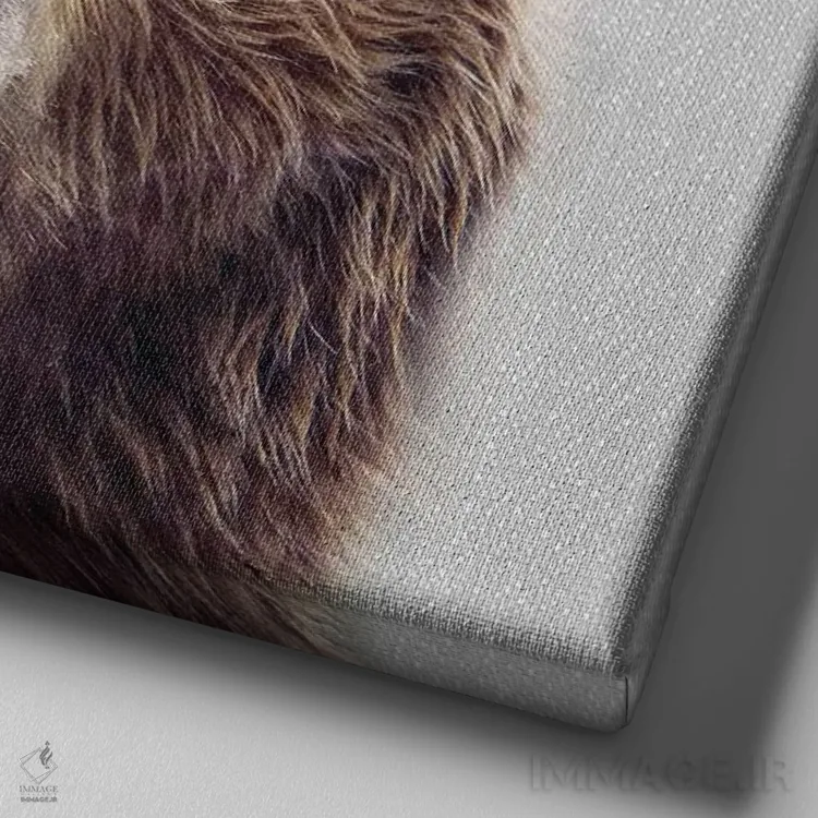 تابلو خرس اثر گال دیزاین - نمای نزدیک بافت بوم