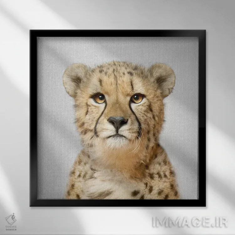 تابلو یوزپلنگ اثر گال دیزاین - نمای قابدار مشکی