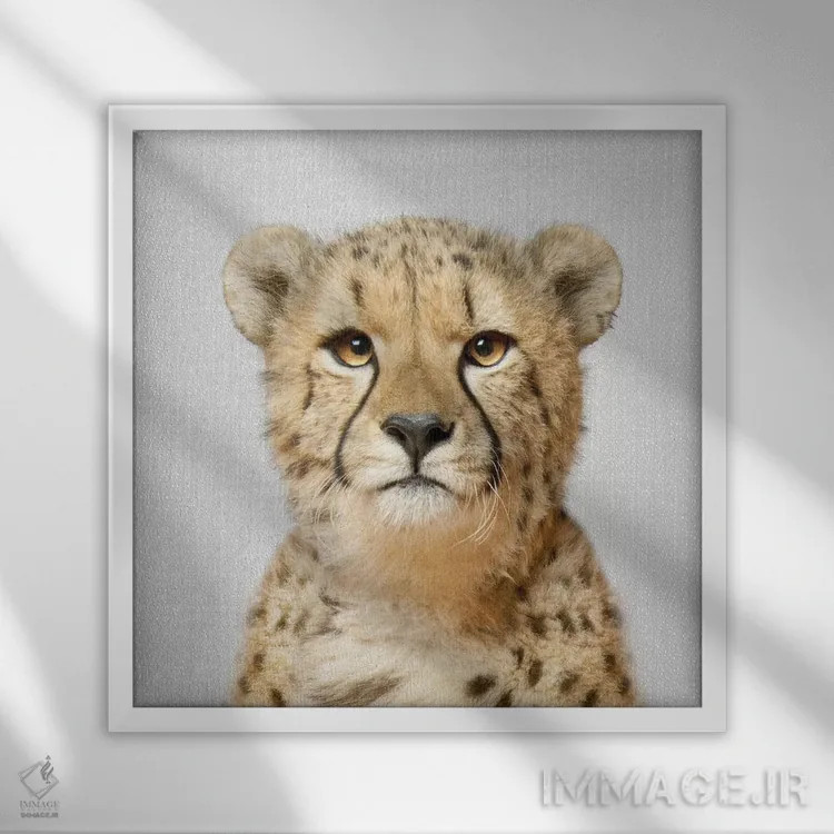 تابلو یوزپلنگ اثر گال دیزاین - نمای قابدار سفید