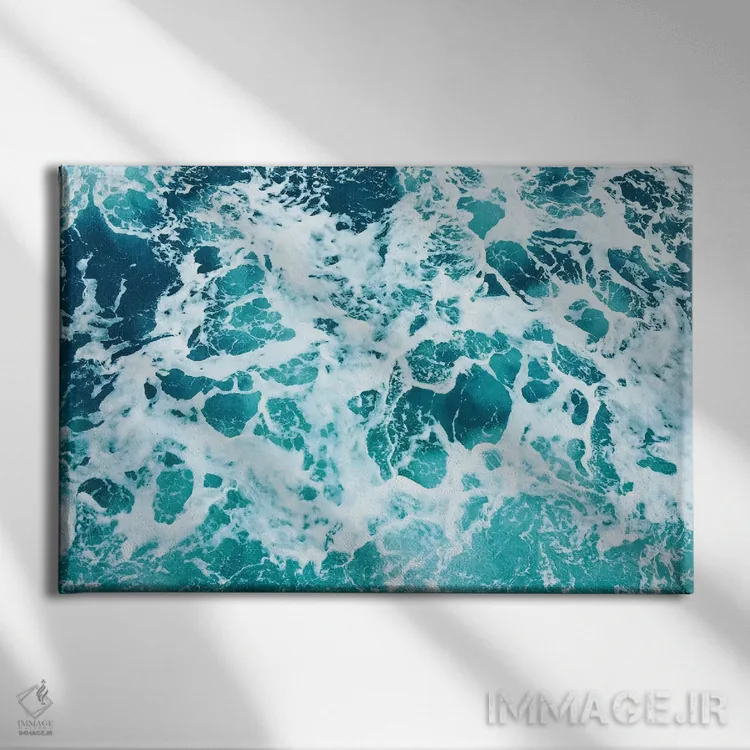 تابلو پاشیدن امواج اقیانوس ۴ اثر گال دیزاین - نمای روبهرو روی دیوار