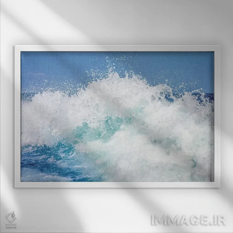 تابلو موج اقیانوس اثر گال دیزاین - نمای قابدار سفید