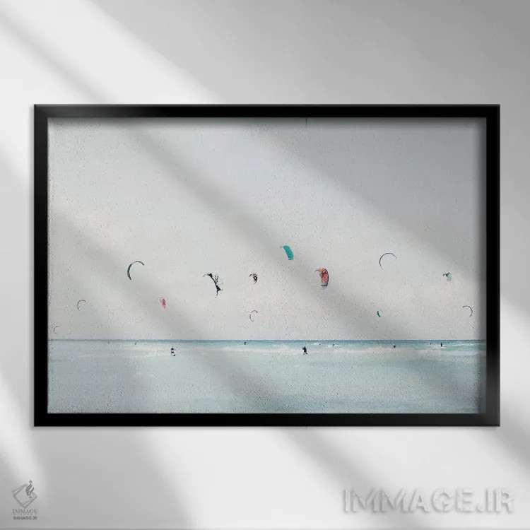 تابلو کایتسواری (موجسواری با بادبادک) اثر گال دیزاین - نمای قابدار مشکی