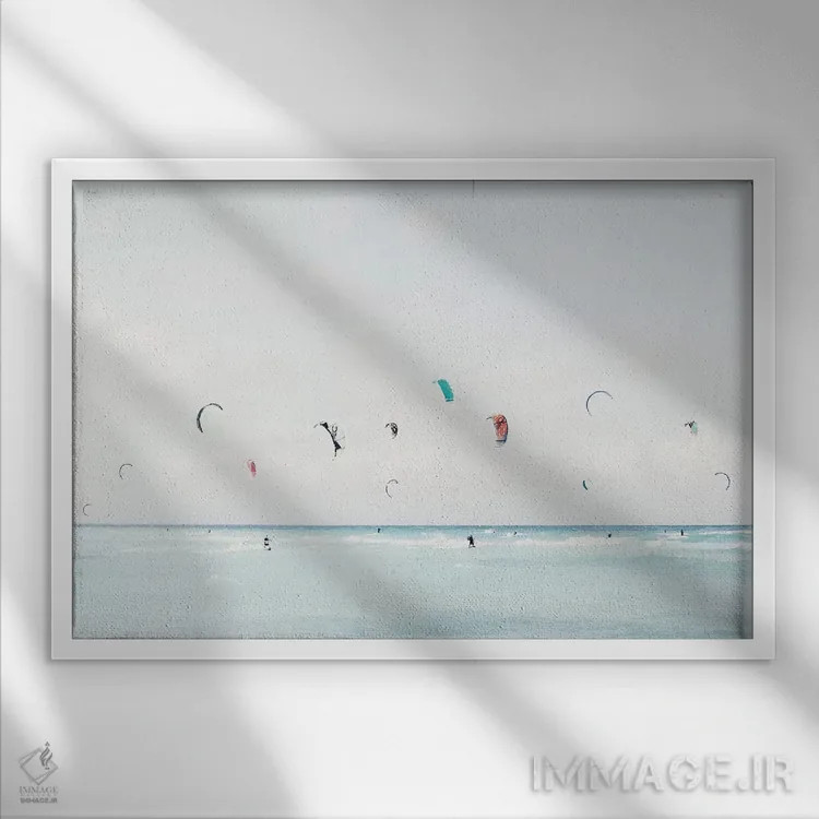 تابلو کایتسواری (موجسواری با بادبادک) اثر گال دیزاین - نمای قابدار سفید