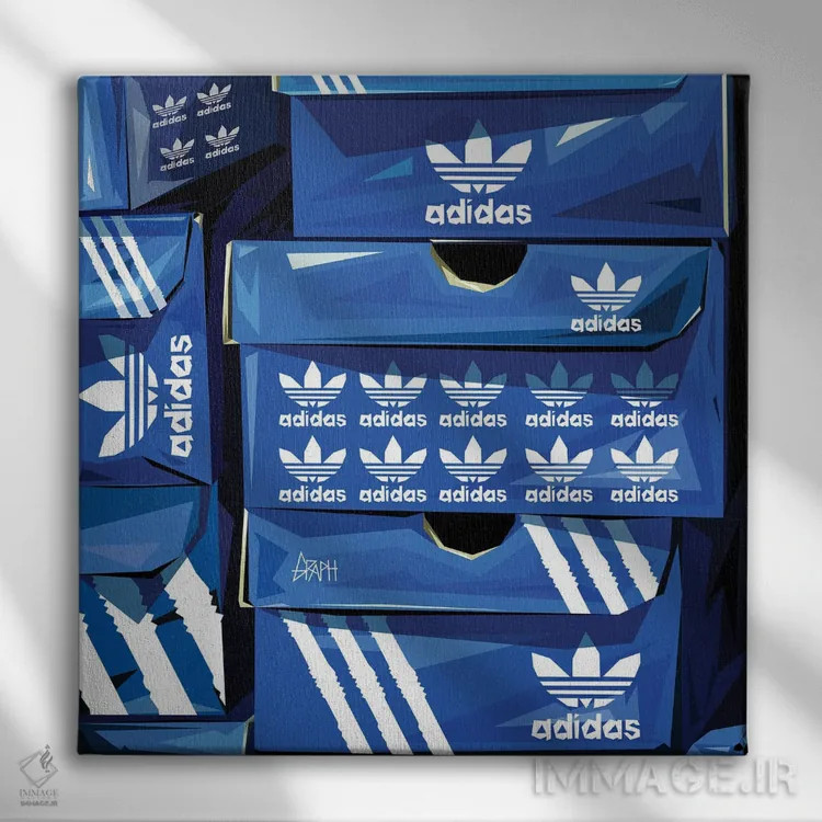 تابلو کالکشن سه خط (کالکتور آدیداس) اثر گراف آتیک (استودیو/برند طراحی) - نمای روبهرو روی دیوار