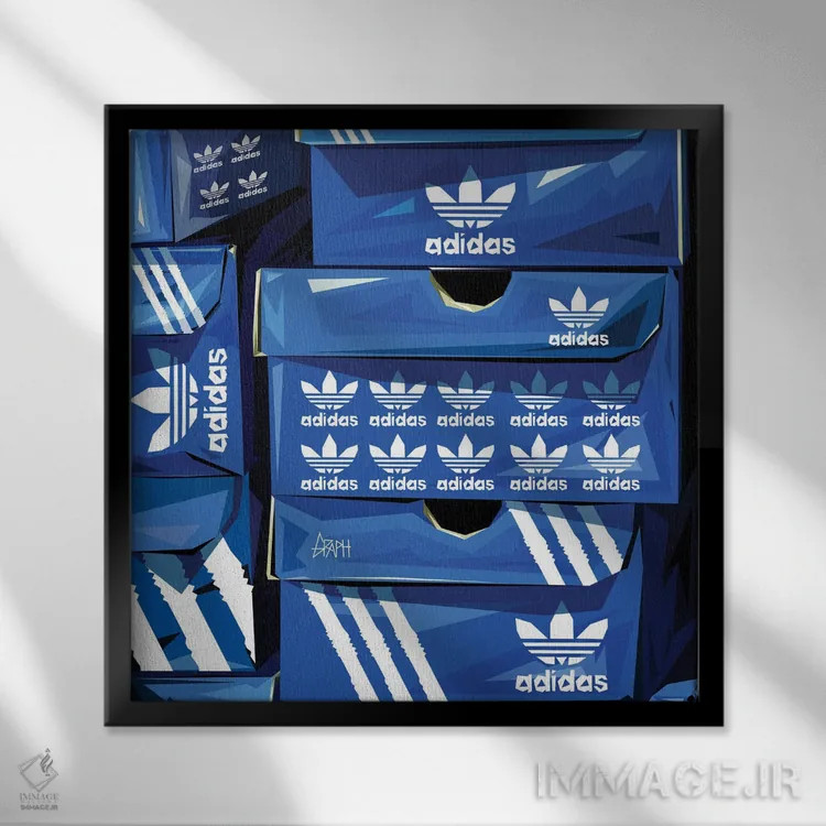 تابلو کالکشن سه خط (کالکتور آدیداس) اثر گراف آتیک (استودیو/برند طراحی) - نمای قابدار مشکی