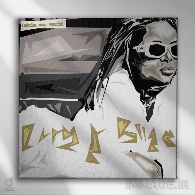 تابلو امجیبی (احتمالاً مخفف نام هنرمند) اثر گراف آتیک (استودیو/برند طراحی) - نمای روبهرو روی دیوار