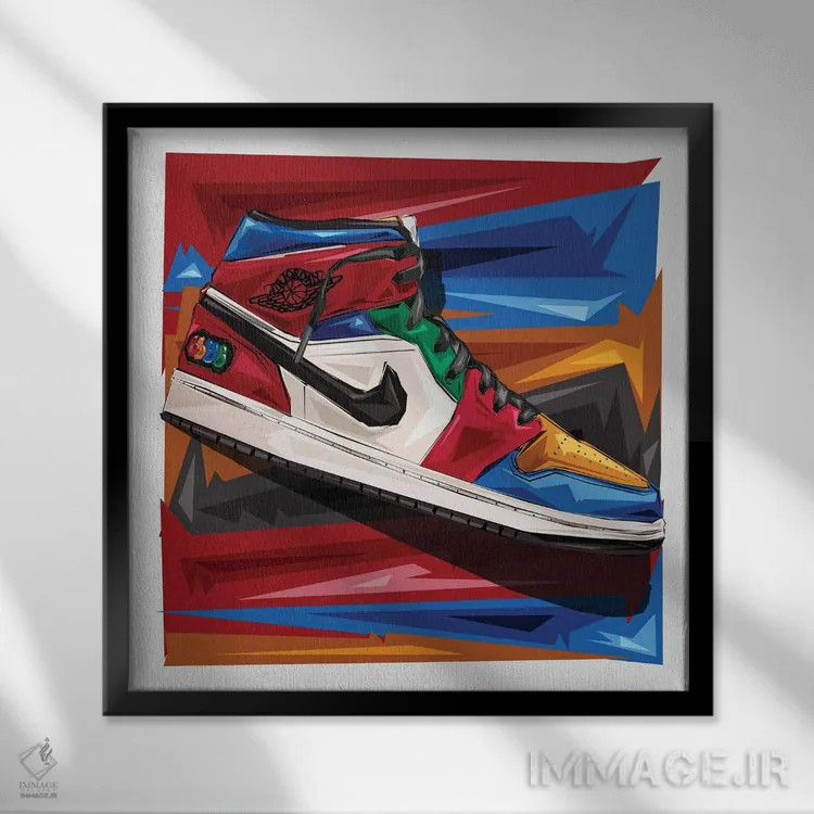 تابلو عشق کفش اسپرت اثر گراف آتیک (استودیو/برند طراحی) - نمای قابدار مشکی