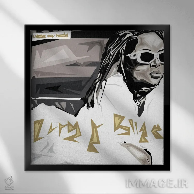 تابلو امجیبی (احتمالاً مخفف نام هنرمند) اثر گراف آتیک (استودیو/برند طراحی) - نمای قابدار مشکی