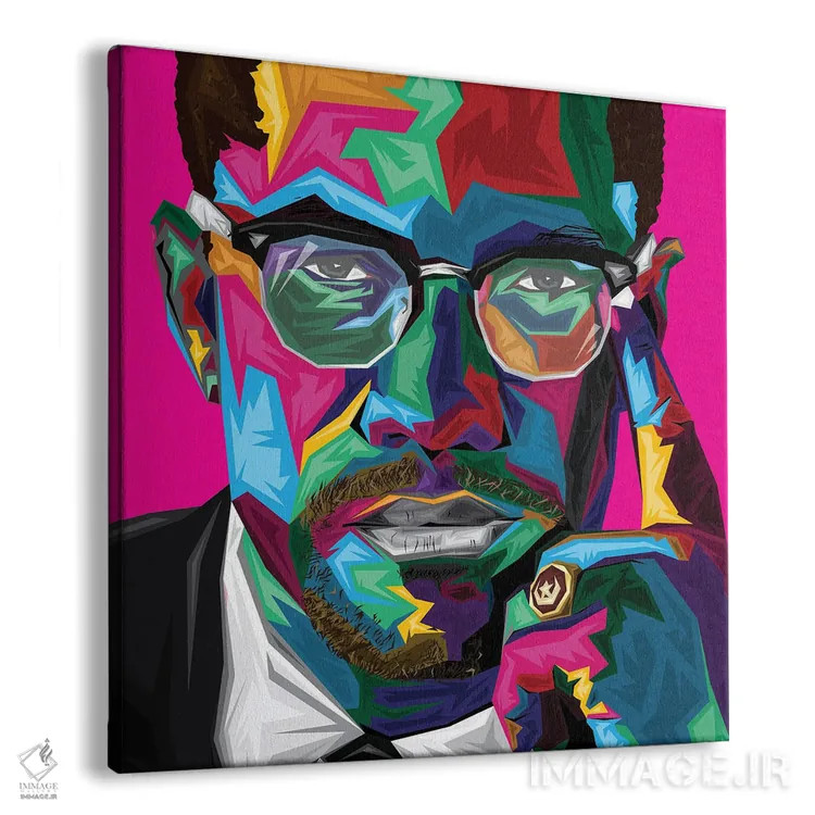 تابلو مالکوم ایکس (رهبر سیاهپوستان) اثر گراف آتیک (استودیو/برند طراحی) - نمای پرسپکتیو محصول