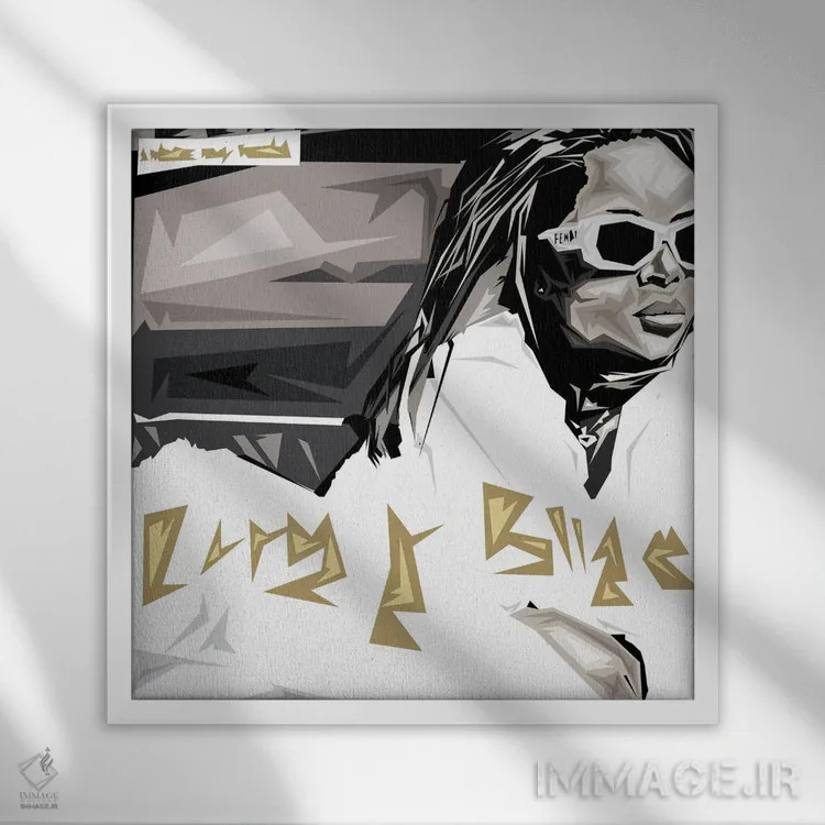 تابلو امجیبی (احتمالاً مخفف نام هنرمند) اثر گراف آتیک (استودیو/برند طراحی) - نمای قابدار سفید