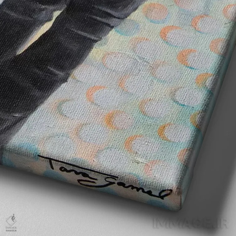 تابلو دوستان فیسبوکی اثر تارا گامل - نمای نزدیک بافت بوم